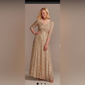 Oleg Cassini Allover Sequin A-line Gown Size  12